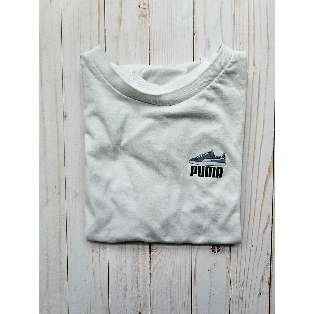 PUMA Men's M White Sneaker Graphic T-Shirt Cotton Crewneck Short Sleeve